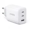Wandlader UGREEN CD275 2× USB Type-C 65W wit — dual-USB-C 65W snelladen, 100–240V ingang