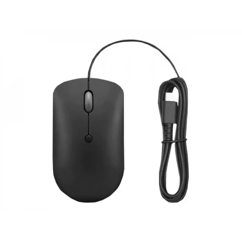 Bedrade optische muis Lenovo GY51D20875 USB Type-C, dubbelhandig, 2400 DPI, 4 knoppen, zwart