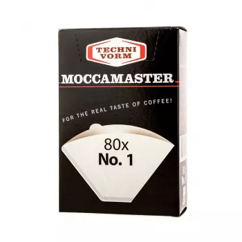 Wegwerp papieren koffiefilter MOCCAMASTER kopgrootte 1 — 80 stuks, wit