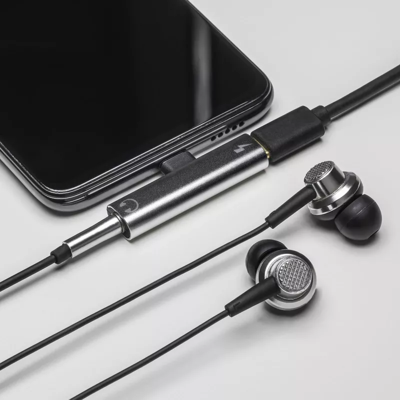 AKYGA AK-AD-71 adapter USB-C stekker naar USB-C bus + 3,5 mm jack, DAC