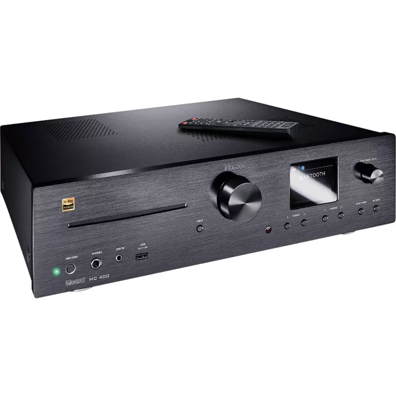 Stereo-receiver Magnat MC 400 — 2.0 kanalen, 40 W per kanaal, cd-speler, Wi-Fi, Bluetooth, DAB/FM, ethernet (zwart)