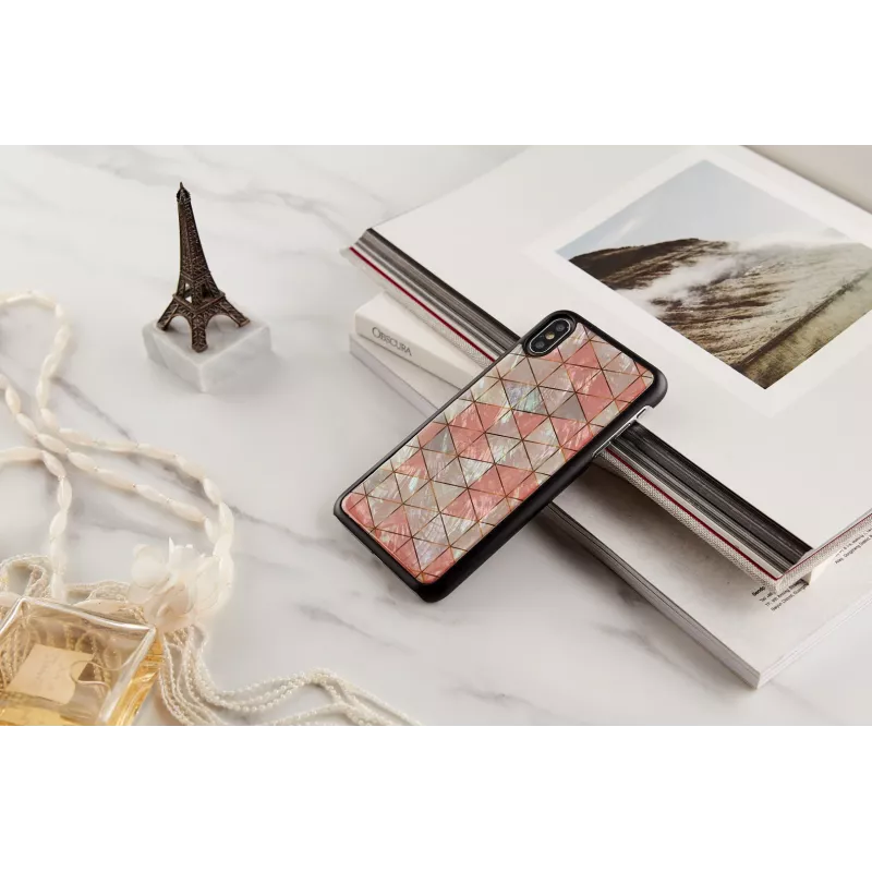Beschermhoes iKins voor iPhone XS Max — ruitpatroon, zwart
