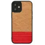 Beschermend telefoonhoesje Man and Wood voor iPhone 12 mini – visgraatpatroon azalea zwart
