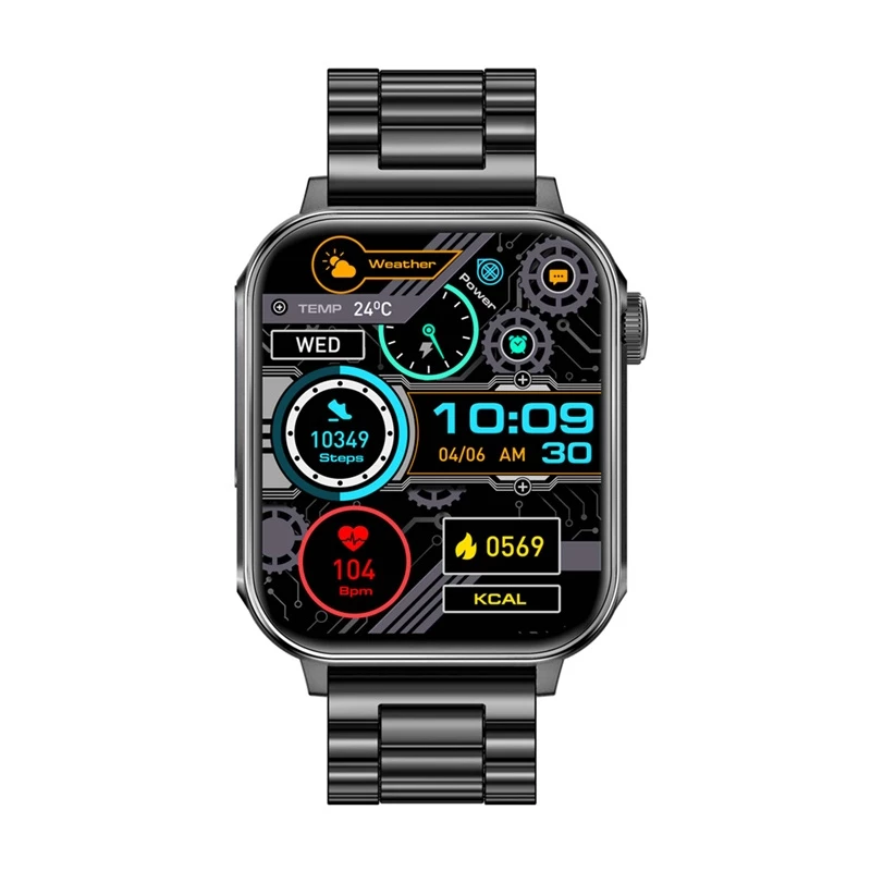 Smartwatch Colmi P80 staal zwart met Bluetooth en hartslagmeter