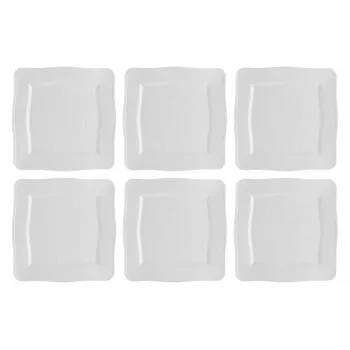 Vierkant dinerbord LA PORCELLANA BIANCA Florentina White 26,5 cm — set van 6