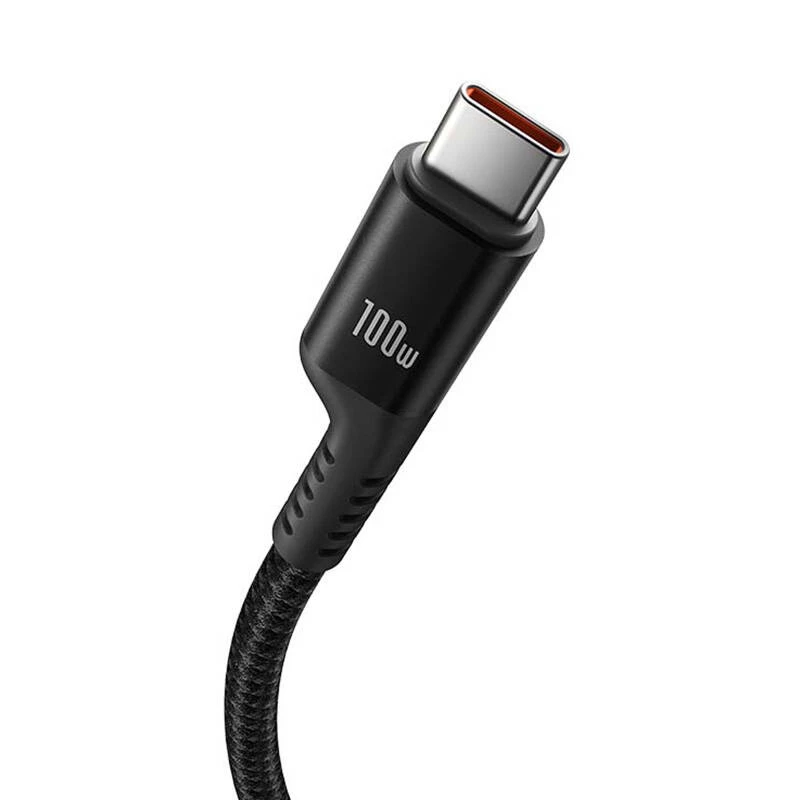 Baseus Fish-Eye USB-C-naar-USB-C-snellaadkabel 1 m 100 W zwart