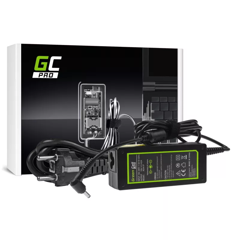 Voeding Green Cell AD41P 65W voor ASUS-laptops, 19V 3,42A, indoor, zwart