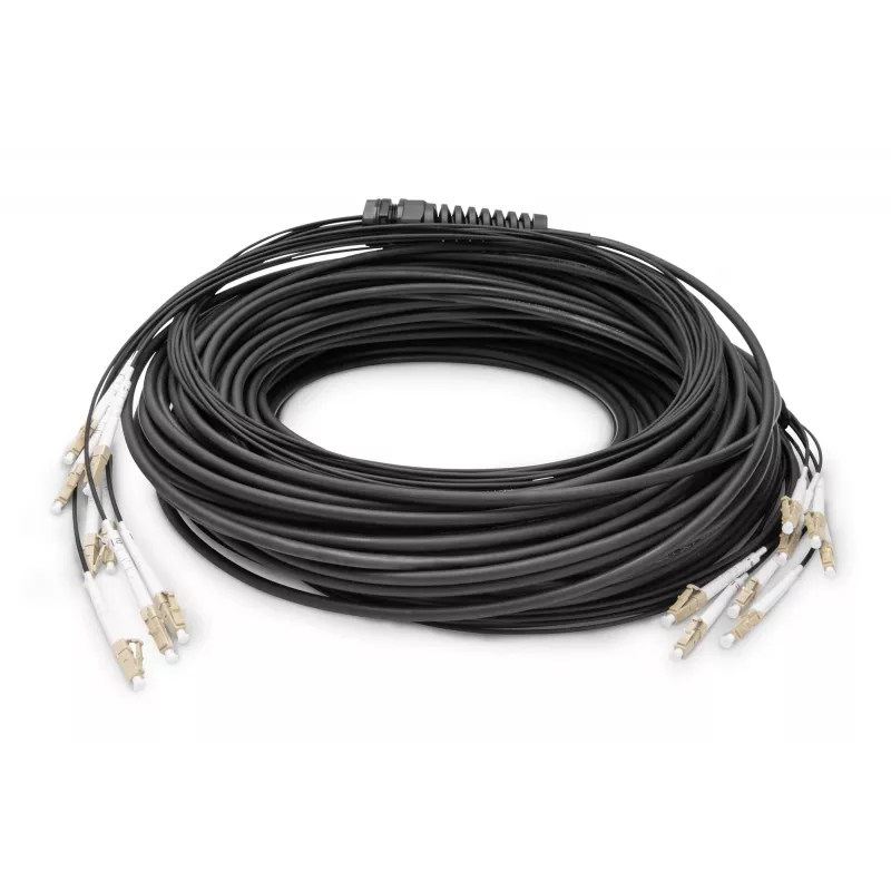 Digitus vooraf geassembleerde glasvezel universele breakoutkabel OM4 8 vezels LC/UPC 75 m