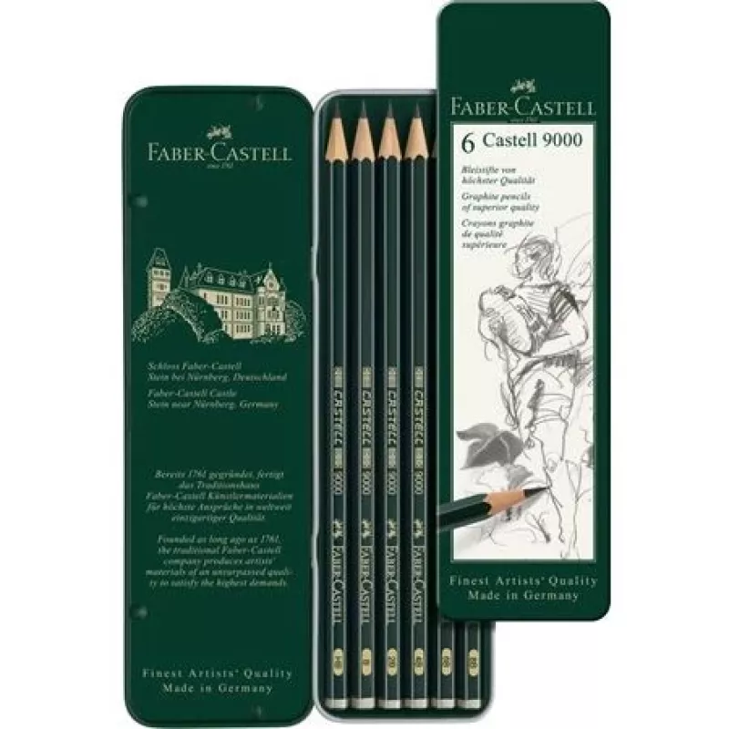 Grafietpotlood Faber-Castell 9000 groen Wood 6 stuks