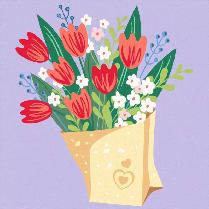 Schilderen-op-nummer-set Ravensburger CreArt - tulpenboeket-afbeelding, model 25518