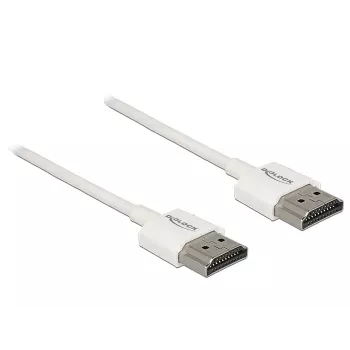 DeLOCK High Speed HDMI with Ethernet - HDMI met ethernetkabel - HDMI (M) naar HDMI (M) - 2,0m - drievoudige isolatie - wit - 4K-ondersteuning (85137)