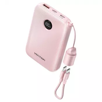 Powerbank Vention FKAP0-C 10000 mAh, 2× USB-C + 1× USB-A, 22,5 W, roze