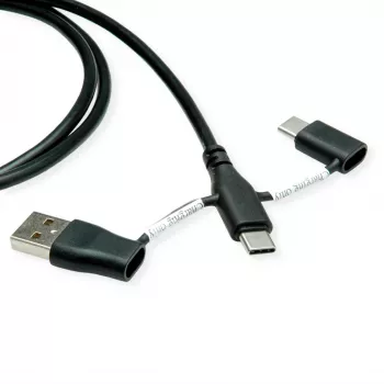 ROLINE USB 2.0-kabel Type-C ST/ST met datablokkeringsadapters A en C - kabel - digitaal/data