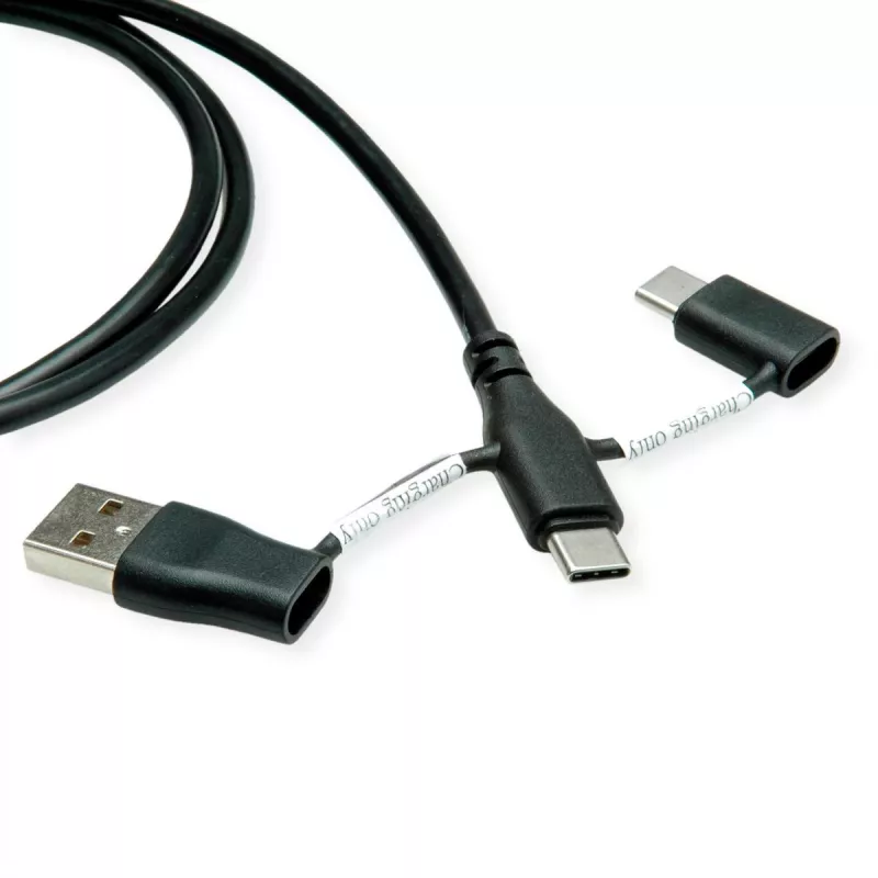 ROLINE USB 2.0-kabel Type-C ST/ST met datablokkeringsadapters A en C - kabel - digitaal/data