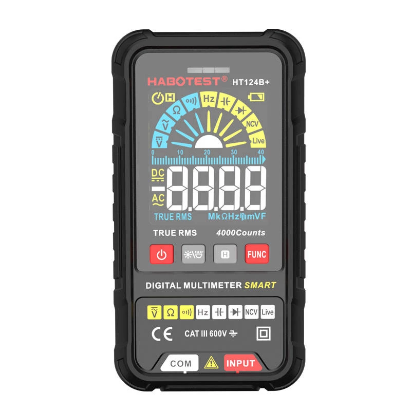 Digitale multimeter Habotest HT124B+ — AC/DC-spannings- en weerstandsmeting
