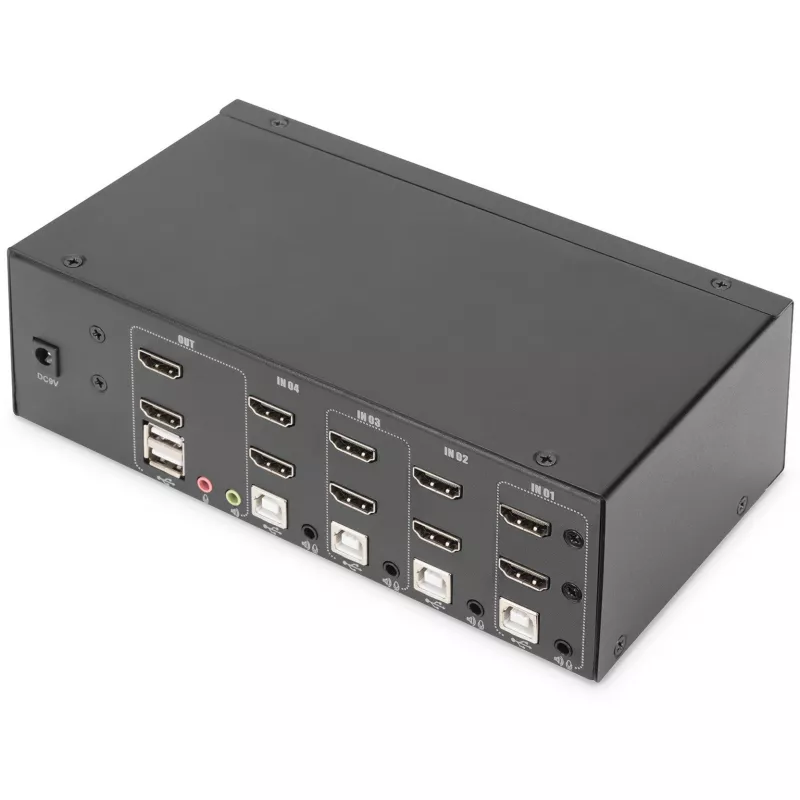 KVM-switch Digitus DS-12883 4 poorts dual display 4K HDMI USB