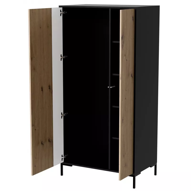 Kledingkast cama meble Cama v, zwart frame, 4 planken, 900×550×1840 mm