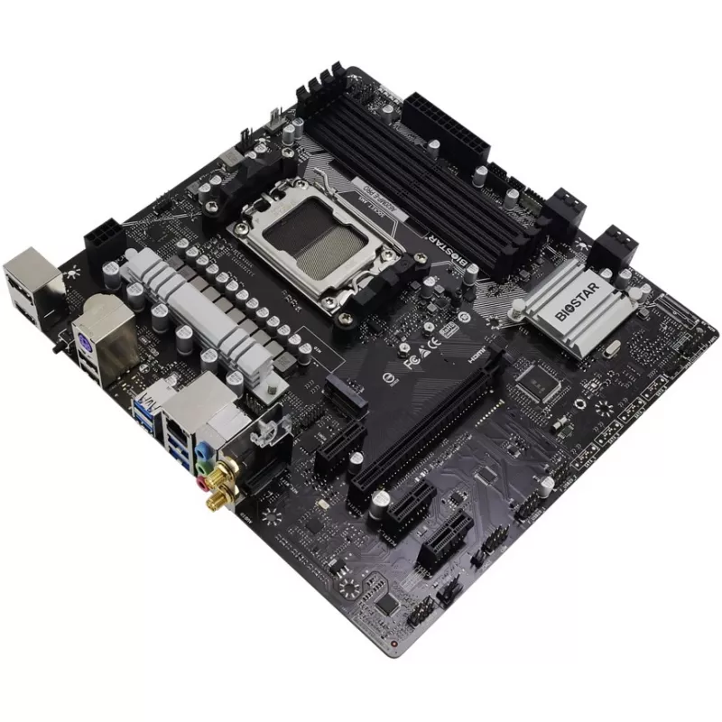 Moederbord BIOSTAR A620MP-E PRO — AMD A620 microATX, socket AM5, DDR5, 4 DIMM, max. 128 GB, 2,5Gb LAN