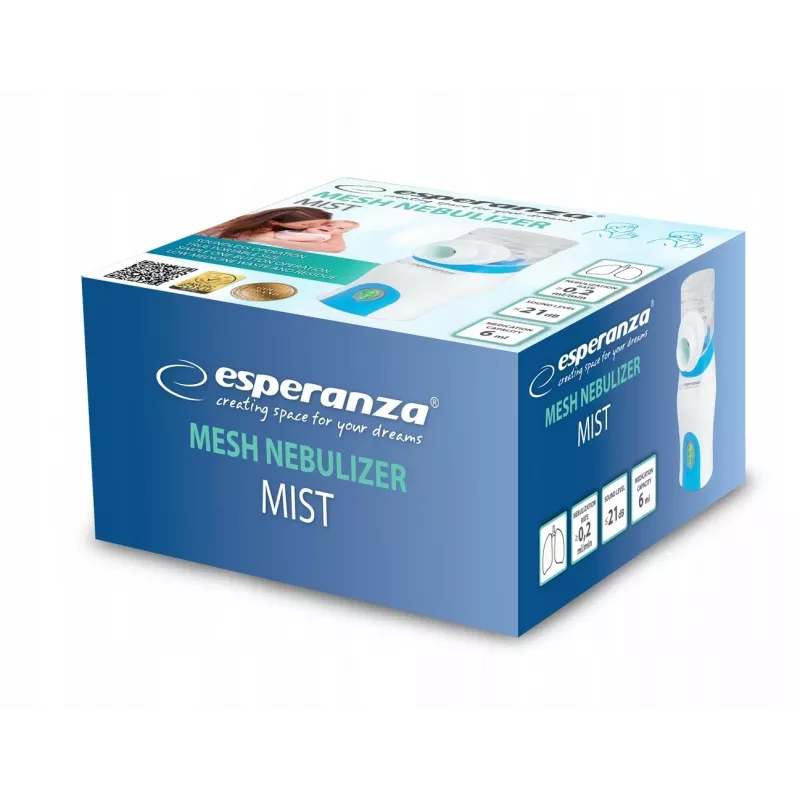 Draagbare vernevelaar ESPERANZA ECN005 — compacte zakvernevelaar, 0,2 ml/min, 21 dB, USB, 2×AA