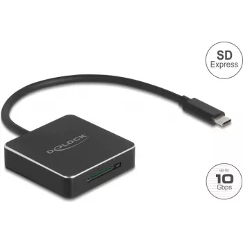 Kaartlezer DELOCK 91019 USB 3.1 (Gen 2) Type-C — SD / SDHC / SDXC, 10 Gbit/s, zwart
