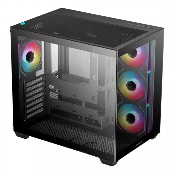 PC-behuizing DeepCool CG530 4F midi tower zwart — gehard glas, ATX/ITX/Micro ATX, 3x120mm ventilatoren, USB-C