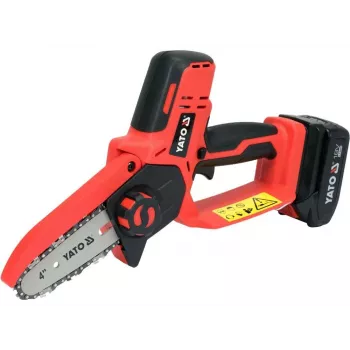 Accukettingzaag YATO YT-828135 — 18V Li-Ion 2Ah, 10 cm zwaard, 3200 t/min, 4,8 m/s kettingsnelheid, 26 schakels