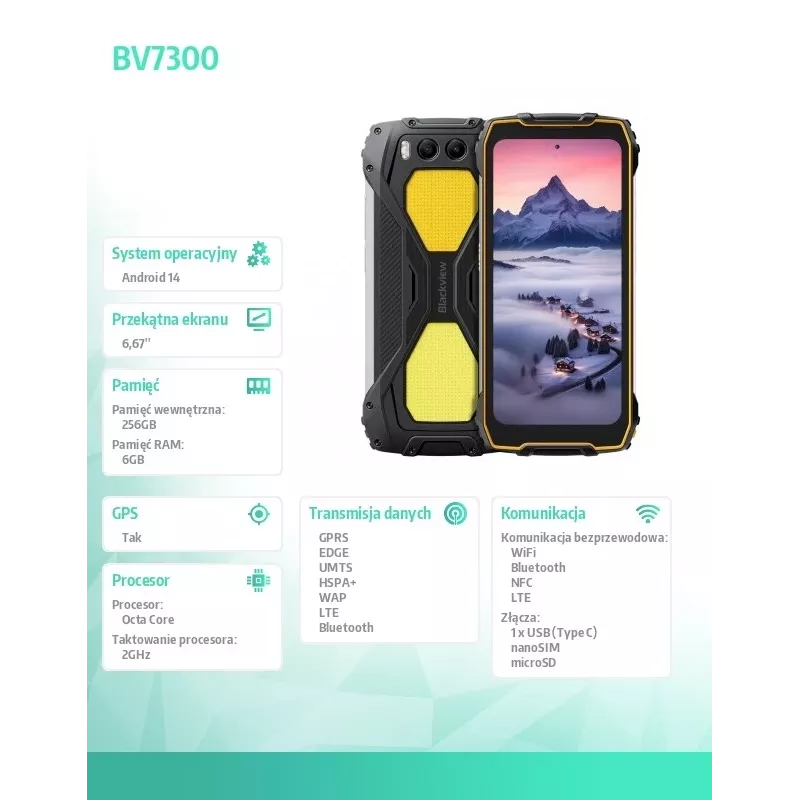 Smartphone Blackview BV7300 6GB/256GB geel