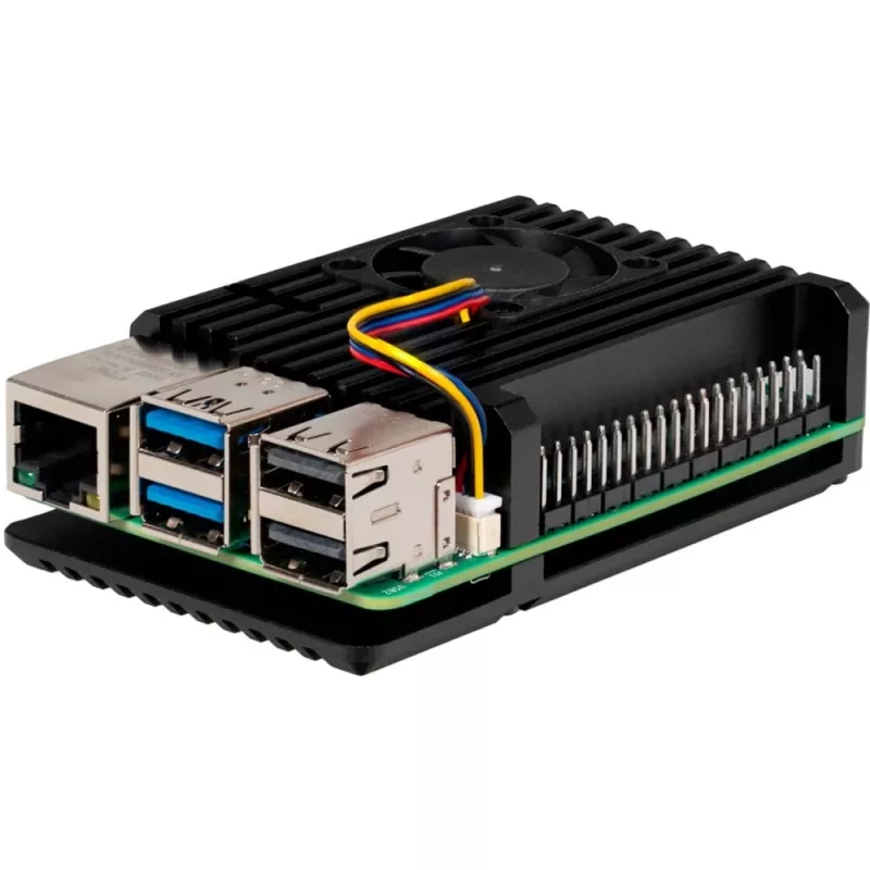 Joy-IT Armor Case BLOCK ACTIVE SBC-behuizing geschikt voor ontwikkelborden Raspberry Pi (RB-AlucaseP5-07FAN)