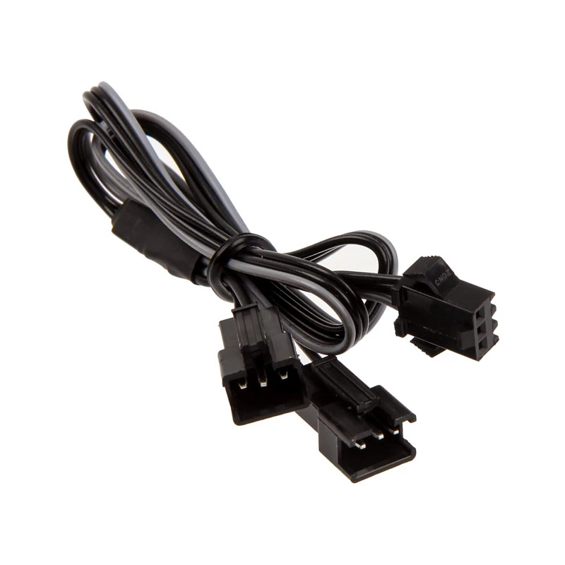 Interne stroomkabel PHANTEKS PH-CB-DRGB3P — 3-polig naar 2× Molex (3-polig), zwart/grijs