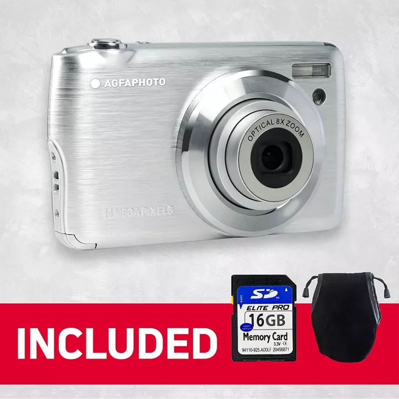 Agfa Photo DC8200 zilver + tas + SD-kaart 16 GB