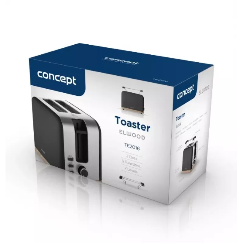 Toaster Concept Elwood TE2016, 2-sneetjes, zwart