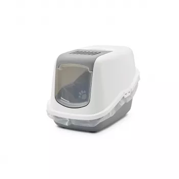 SAVIC Nestor wit-grijs - kattenbak met kap - 56x39x38,5 cm - 1 stuk