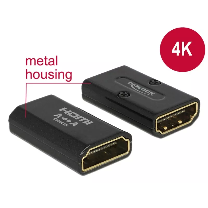 DELOCK Adapter High Speed HDMI met Ethernet - HDMI-A bus > HDMI-A bus 4K Gender Changer zwart