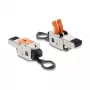 DELOCK RJ45-stekker met klemvergrendeling 2-polig +/− gereedschapsloos, Composite Power-aansluiting, stekker, zwart/rvs