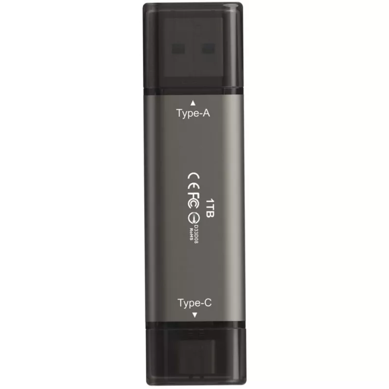 TeamGroup X2 MAX 1 TB dual USB-A/USB-C-stick, USB 3.2 Gen 2, titanium/zwart