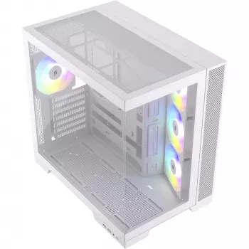 PC-behuizing Silentware View A-RGB White VIEWWHITE — mid-tower met A-RGB-verlichting, witte uitvoering