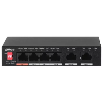 Dahua Technology PFS3006-4ET-60 unmanaged L2 fast ethernet (10/100) Power over Ethernet (PoE) zwart