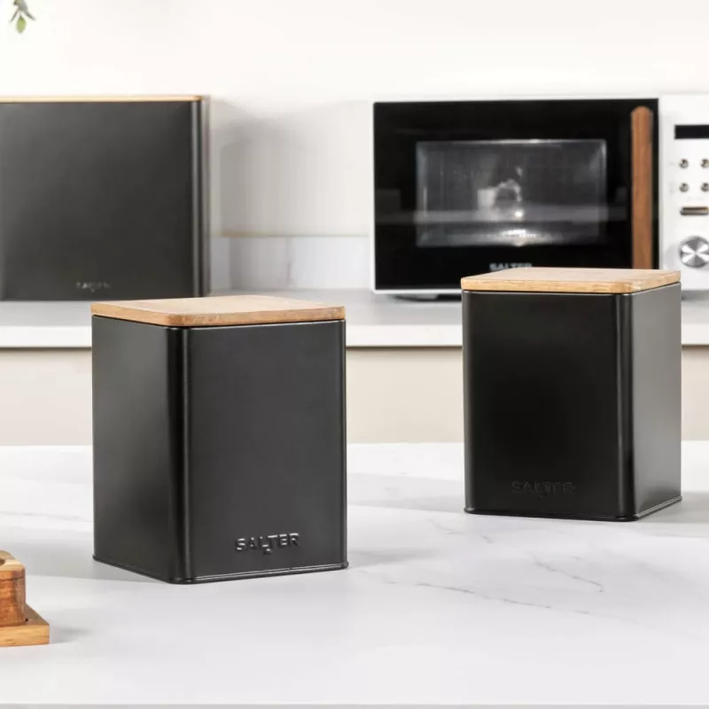 Bussenset Salter BW12898EU7, 3-delig, zwart, luchtdichte bewaarbussen voor de keuken
