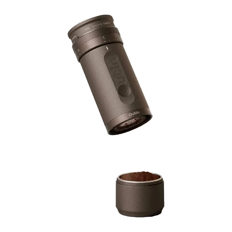 OutIn Fino draagbare elektrische koffiemolen, Tundra Brown