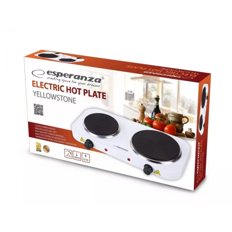 Esperanza EKH014W elektrische kookplaat 2 kookzones wit