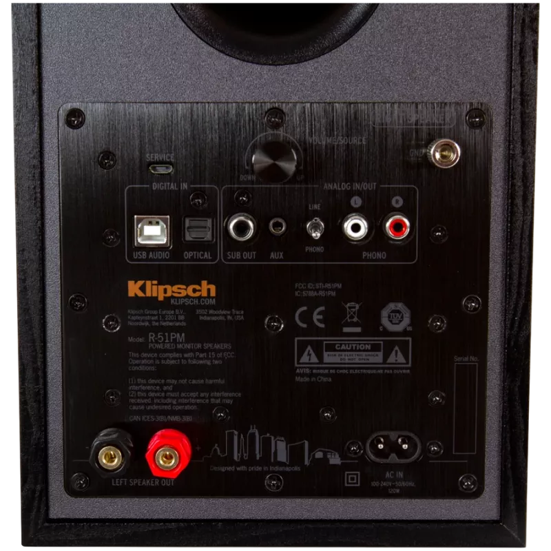 Actieve regalluidspreker KLIPSCH R-51PM — bedraad & draadloos, 120 W, zwart/koper