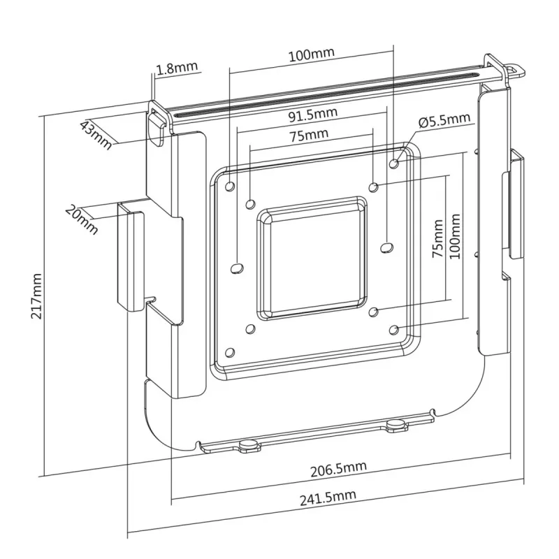 Wand-/monitorhouder MACLEAN MC-473 VESA 75x75 100x100 compatibel met Mac Mini (2014 en nieuwer)