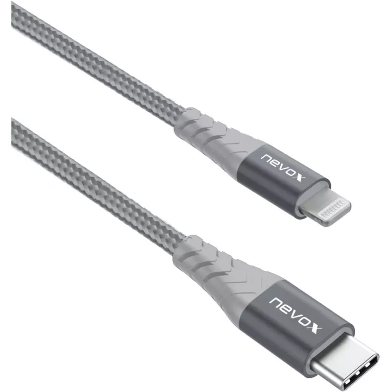 USB 2.0 adapterkabel, USB-C-stekker > Lightning-stekker (zilver/grijs, 1 meter, PD, omhuld)