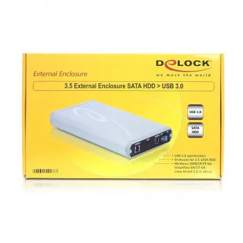 DeLOCK 8,90cm (3.5) externe behuizing SATA HDD naar USB3.0 - Opslagbehuizing - 8,9 cm (3.5) - S-ATA2 - 300MBps - SuperSpeed USB (42478)