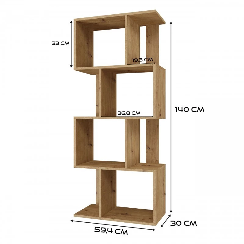 Rek FIESTA 4P 59,5x30x140 cm, artisan-eiken
