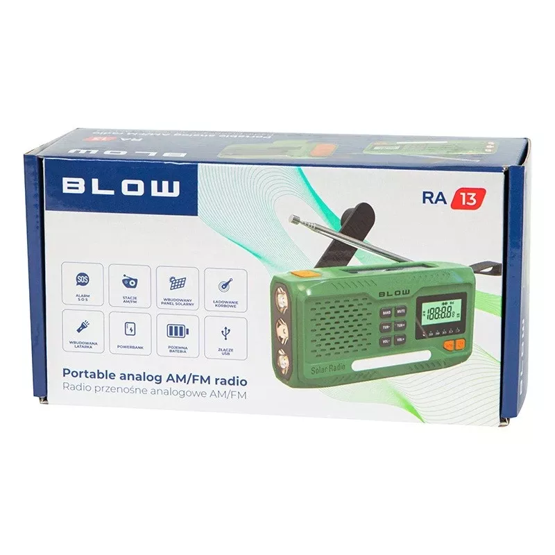 Draagbare AM/FM-zonneradio BLOW RA13 77-551# – licht, batterijloos zonne-opladen