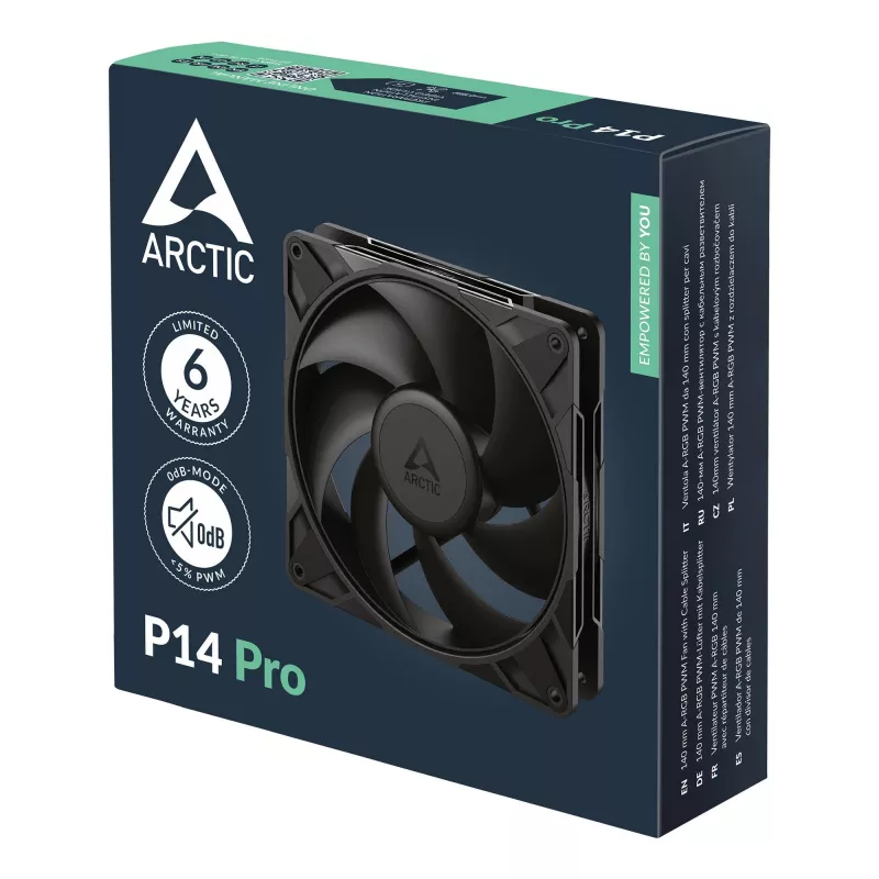 ARCTIC P14 Pro 140 mm PWM-ventilator, ventilator, 14 cm, 400 tpm, 2500 tpm, 186 m³/h, zwart