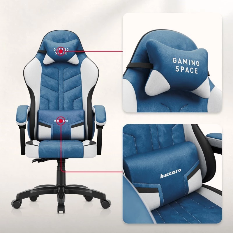 Huzaro Force 2.7 zwart carbon gamingstoel blauw