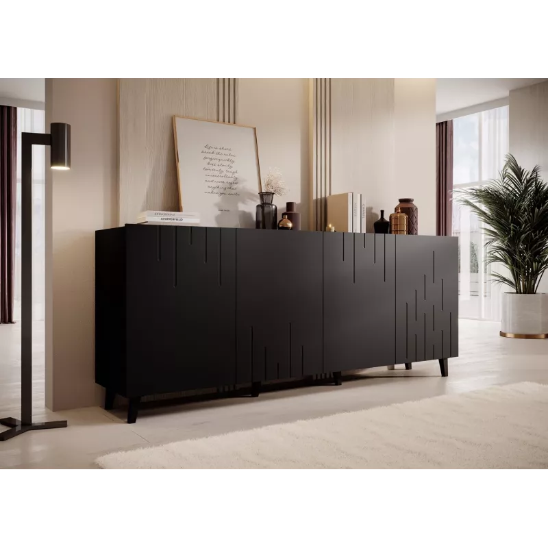 BARI dressoir 200x42x82 zwart mat