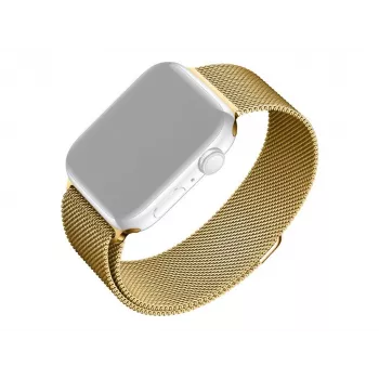 Metalen mesh vervangingsband FIXED FIXMEST-434-GD voor Apple Watch 42/44/45/46/49 mm, goudafwerking